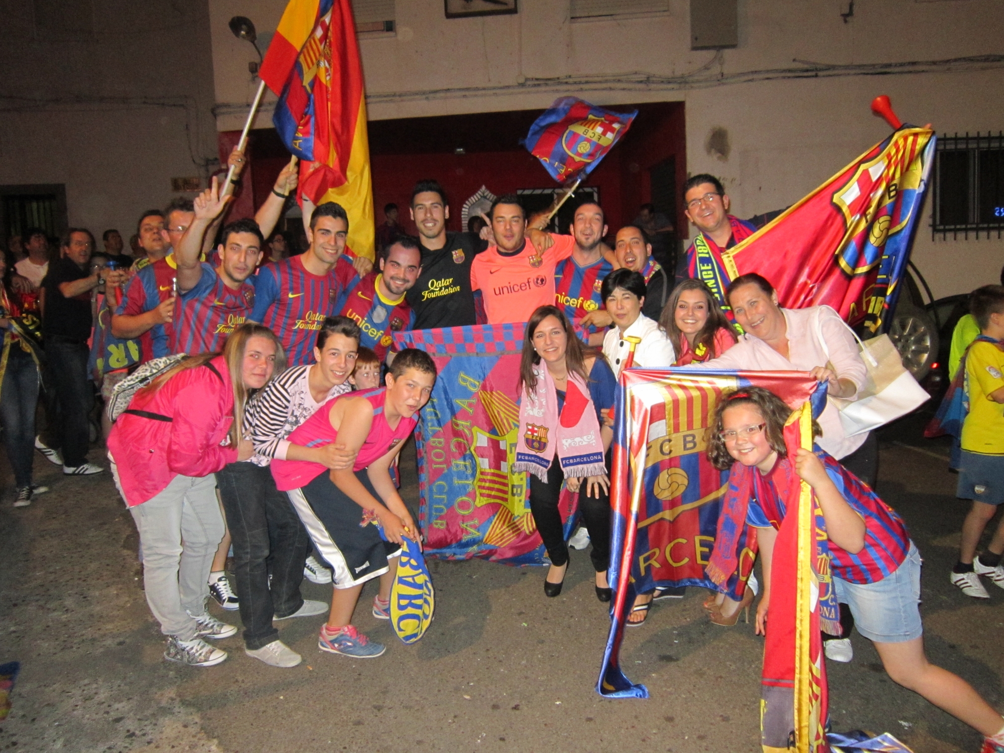 Los aficionados barcelonistas celebran el Campeonato de Copa